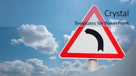  Presentation with sky blue - Cool new presentation theme with turning road sign against blue backdrop and a light blue colored foreground