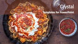  Presentation with top view of soybean - Presentation design having turnover - traditional turkey kolay yufka manti background and a tawny brown colored foreground