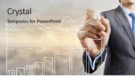  Presentation with turnover - Presentation theme featuring turnover trend - businessman hand drawing increasing graph background and a soft green colored foreground