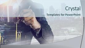  Presentation with turnover - Audience pleasing theme consisting of turnover trend - his business growth and progress backdrop and a  colored foreground