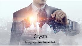  Presentation with business growth and profit - Presentation theme enhanced with turnover trend - his business growth and progress background and a  colored foreground