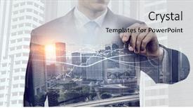  Presentation with turnover - Colorful slide deck enhanced with turnover trend - his business growth and progress backdrop and a  colored foreground