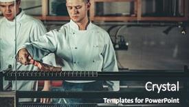  Presentation with meat food - Beautiful slides featuring turns meat with the forceps backdrop and a tawny brown colored foreground