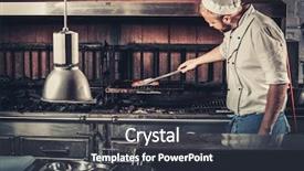  Presentation with modern food - Presentation enhanced with turns meat with the forceps background and a dark gray colored foreground