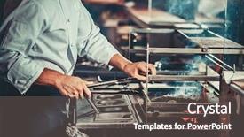  Presentation with food white - PPT theme enhanced with turns meat with the forceps background and a gray colored foreground