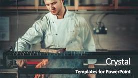  Presentation with young hackers in the concept - Presentation design featuring turns meat with the forceps background and a tawny brown colored foreground