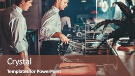  Presentation with meat food - Slide set enhanced with turns meat with the forceps background and a tawny brown colored foreground