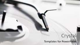  Presentation with vinyl record - Presentation design consisting of turntable-cartridge-and-stylus background and a light gray colored foreground