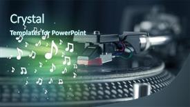  Presentation with music notes - PPT layouts enhanced with notes glowing concept on background background and a navy blue colored foreground