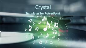  Presentation with music notes - PPT layouts consisting of record player - turntable playing music with audio background and a ocean colored foreground