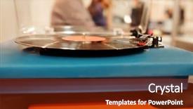  Presentation with vinyl - Slide deck featuring turntable playing vinyl background and a tawny brown colored foreground