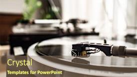  Presentation with vinyl record - PPT theme enhanced with turntable-plays-a-vinyl-record background and a violet colored foreground