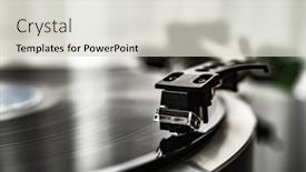  Presentation with vinyl - Slide set consisting of turntable-plays-a-vinyl-record background and a light gray colored foreground