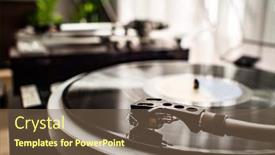  Presentation with vinyl record - Colorful slide set enhanced with turntable-plays-a-vinyl-record backdrop and a violet colored foreground