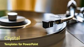  Presentation with vinyl record - Presentation with turntable-plays-a-vinyl-record and a tawny brown colored foreground