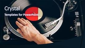  Presentation with vinyl record - Theme enhanced with turntable scratch hand of dj background and a navy blue colored foreground