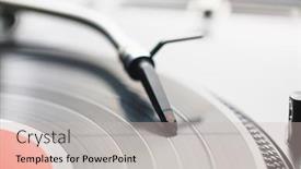  Presentation with vinyl record - Slide deck featuring turntable-stylus-on-vinyl-record background and a soft green colored foreground