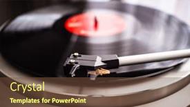  Presentation with vinyl record - Audience pleasing PPT theme consisting of turntable-that-plays-a-vinyl backdrop and a tawny brown colored foreground
