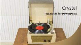  Presentation with vintage music - Theme having turntable with red record album background and a soft green colored foreground