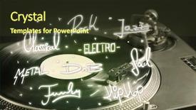  Presentation with music vinyl - Presentation enhanced with sound waves dj headphones - turntable with vinyl and music background and a tawny brown colored foreground