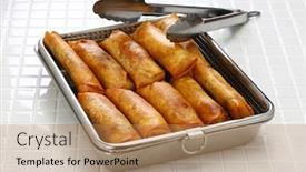  Presentation with filipino - PPT theme with turon-filipino-banana-spring-roll background and a coral colored foreground