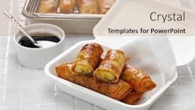  Presentation with food banana - Audience pleasing slide deck consisting of turon-filipino-banana-spring-rolls backdrop and a coral colored foreground