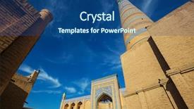  Presentation with world heritage - PPT layouts consisting of turqoise - ancient city of khiva uzbekistan background and a ocean colored foreground