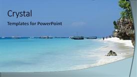  Presentation with zanzibar - Beautiful presentation theme featuring turqoise - paradise beach at zanzibar backdrop and a teal colored foreground