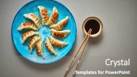  Presentation with asian paint - PPT theme enhanced with turqoise ceramic hand paint background and a gray colored foreground