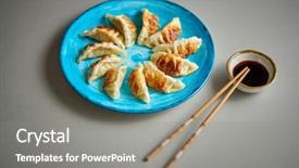  Presentation with asian chopsticks - Amazing slides having turqoise ceramic hand paint backdrop and a gray colored foreground