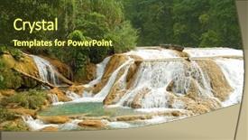  Presentation with aqua - Colorful slides enhanced with turquise - aqua azul waterfall near palenque backdrop and a tawny brown colored foreground
