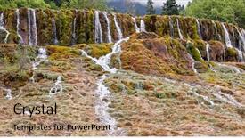  Presentation with aqua - Cool new presentation theme with turquise - aqua azul waterfall near palenque backdrop and a coral colored foreground