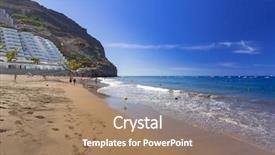  Presentation with atlantic - PPT theme enhanced with turquise - atlantic beach of gran canaria background and a  colored foreground