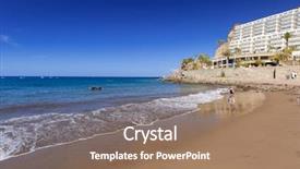  Presentation with atlantic - Beautiful theme featuring turquise - atlantic beach of gran canaria backdrop and a  colored foreground