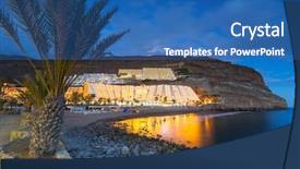  Presentation with atlantic - PPT theme consisting of turquise - atlantic beach of gran canaria background and a ocean colored foreground