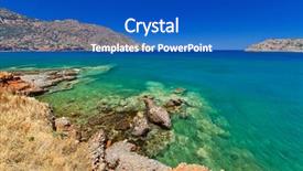  Presentation with crete island - Beautiful PPT theme featuring turquise water of mirabello bay backdrop and a  colored foreground