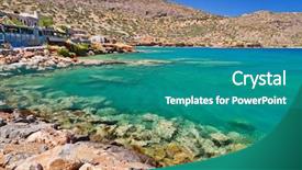  Presentation with water - PPT theme having turquise water of mirabello bay background and a  colored foreground
