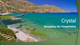  Presentation with water agriculture canals - Slides with turquise water of mirabello bay background and a  colored foreground