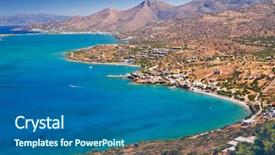  Presentation with water irrigation agriculture system - Presentation featuring turquise water of mirabello bay background and a  colored foreground