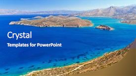  Presentation with crete island - Slide deck featuring turquise water of mirabello bay background and a teal colored foreground