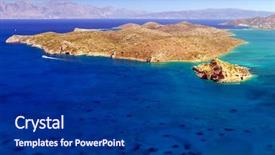  Presentation with crete island - Audience pleasing PPT theme consisting of turquise water of mirabello bay backdrop and a navy blue colored foreground