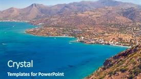  Presentation with water - Presentation theme featuring turquise water of mirabello bay background and a  colored foreground