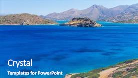  Presentation with crete island - Slide set featuring turquise water of mirabello bay background and a  colored foreground