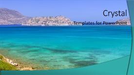  Presentation with crete island - Presentation design consisting of turquise water of mirabello bay background and a light blue colored foreground