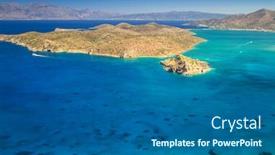  Presentation with water treatmment - Beautiful presentation theme featuring turquise-water-of-mirabello-bay backdrop and a ocean colored foreground