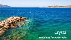  Presentation with water drop green planet - Amazing slide deck having turquise water of mirabello bay backdrop and a  colored foreground