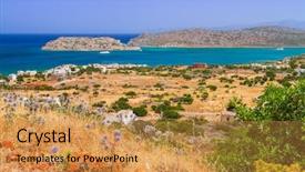  Presentation with water sanitation hygiene - PPT theme consisting of turquise water of mirabello bay background and a  colored foreground