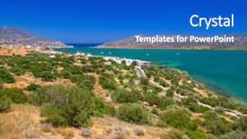  Presentation with water irrigation canals - Audience pleasing presentation theme consisting of turquise water of mirabello bay backdrop and a  colored foreground