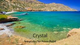  Presentation with water purifier system - Cool new slide set with turquise water of mirabello bay backdrop and a yellow colored foreground