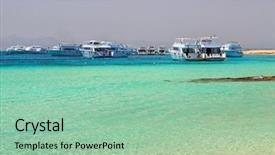  Presentation with water dessalement - Slide deck having turquise water of the exotic background and a  colored foreground